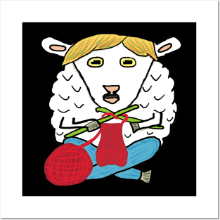 Funny Knitting Sheep Posters and Art